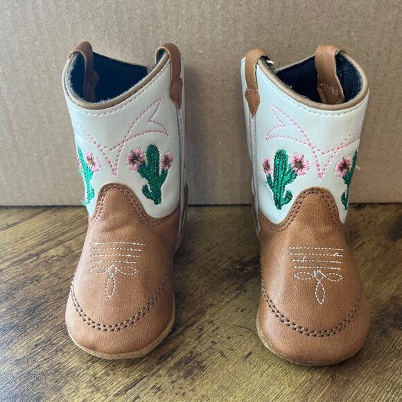 Boot Barn Other - Boot Barn Girls Toddler 3.0 Brown/Pink Embroidery Coctus Cowgirl Boots